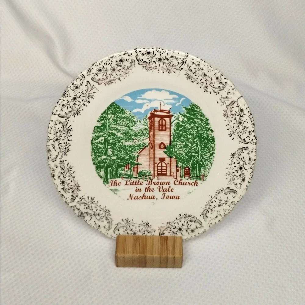 Vintage Little Brown Church Vale Nashua Iowa Souvenir Plate Ceramic